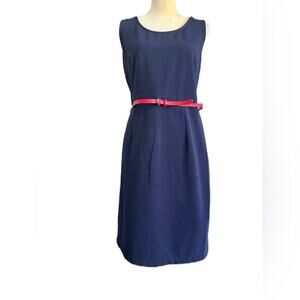 NWT Phase7Seven Navy/Red Belt Sleeveless Stretch Dress Size 12